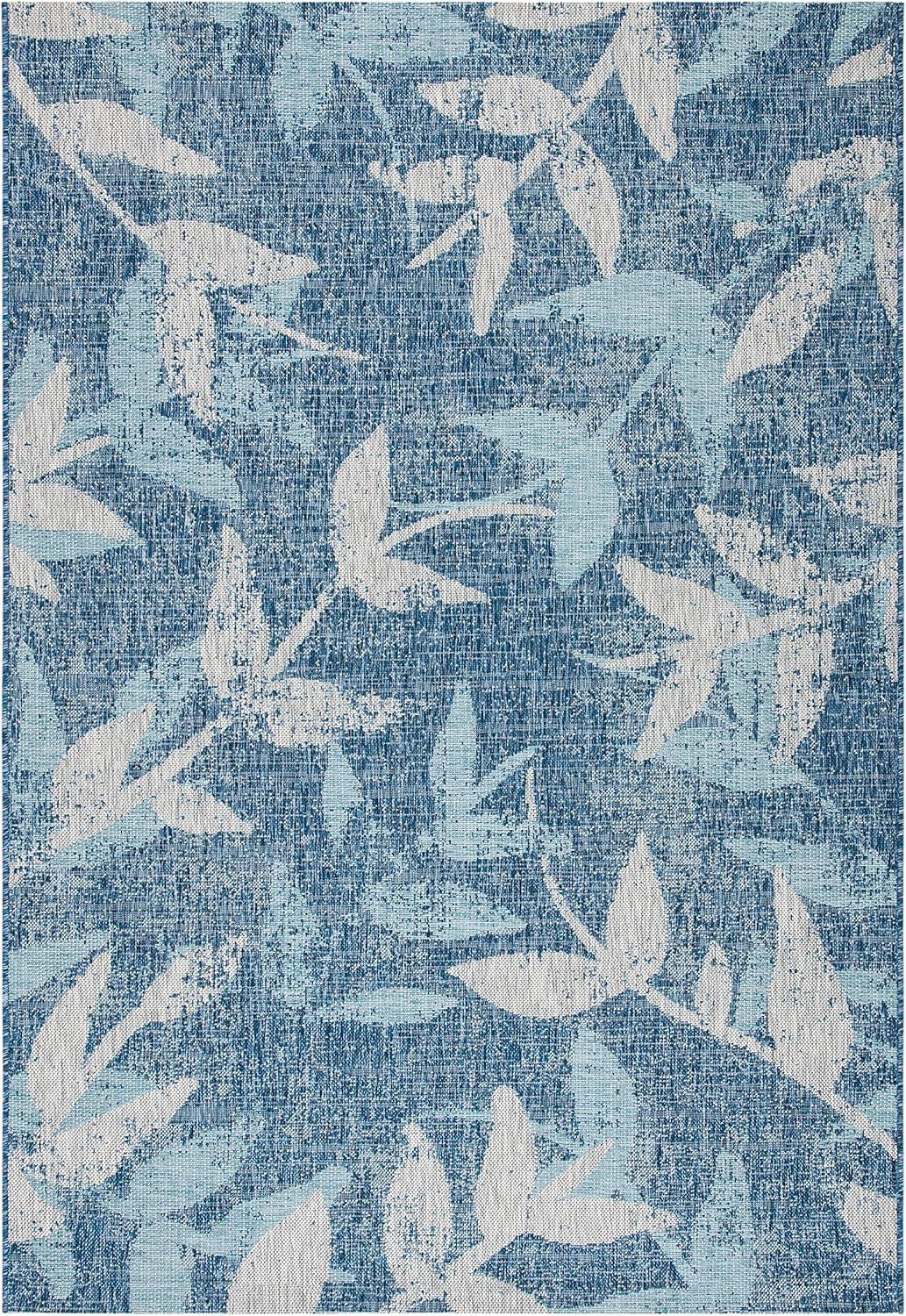 SAFAVIEH Courtyard Colton Floral Indoor/Outdoor Area Rug, 9' x 12', Navy/Blue