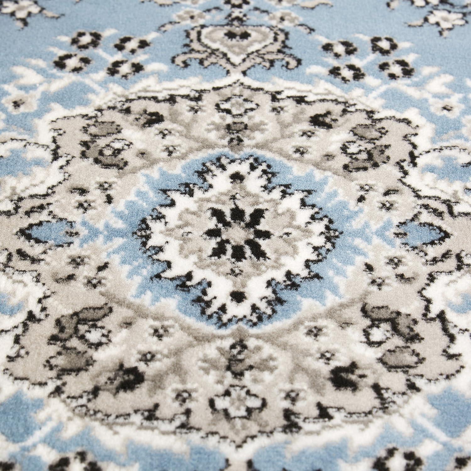 Home Dynamix Premium Sakarya Traditional Medallion Area Rug, Blue/Grey, 9'2"x12'5"