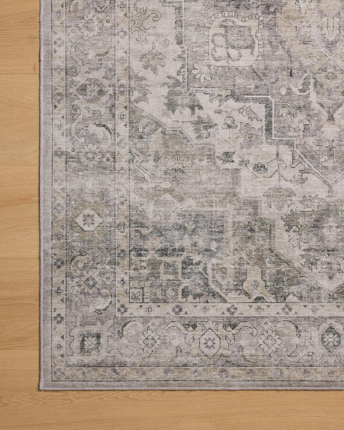 Amber Lewis x Loloi Machine Washable Josie Silver / Natural Area Rug