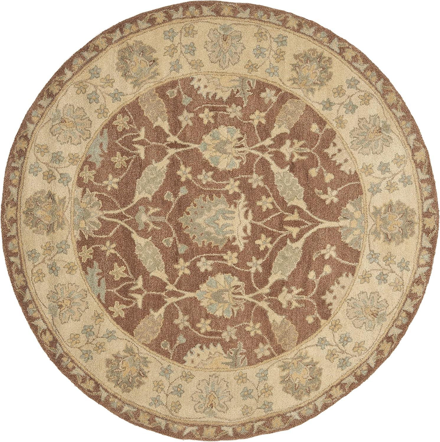 Handmade Tufted Round Brown and Taupe Wool Area Rug