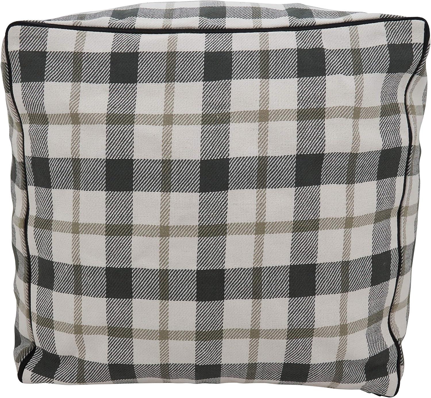 Saro Lifestyle Plaid Pouf, 20"x20"x14" Square, Grey