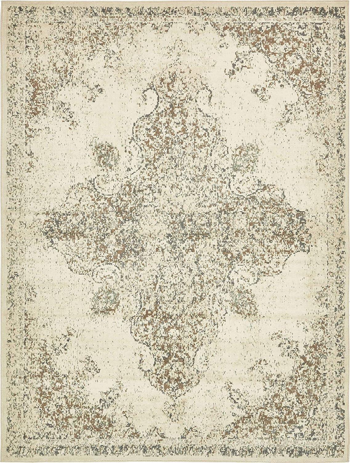 Unique Loom Tuareg Collection Area Rug - Medallion (9' x 12' 2" Rectangle Cream/Beige)