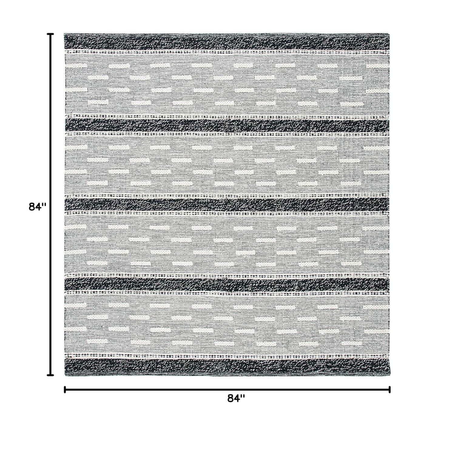 Striped Kilim STK518 Hand Woven Area Rug - Black/Ivory - 7'x7' - Safavieh.