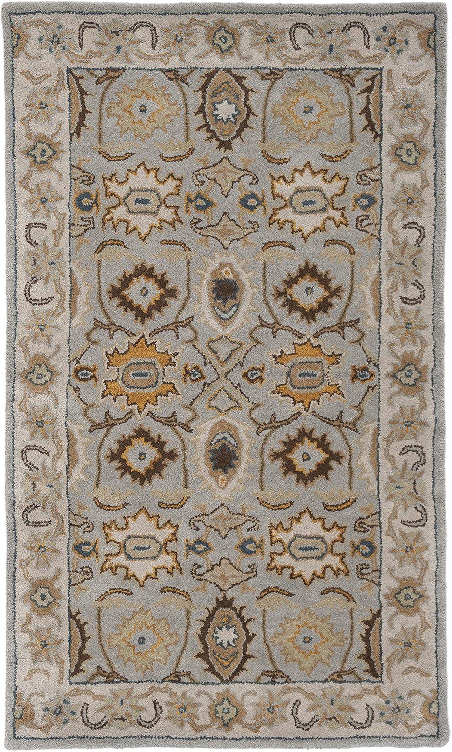 SAFAVIEH Heritage Giles Traditional Wool Area Rug, Light Grey/Grey, 2' x 3'