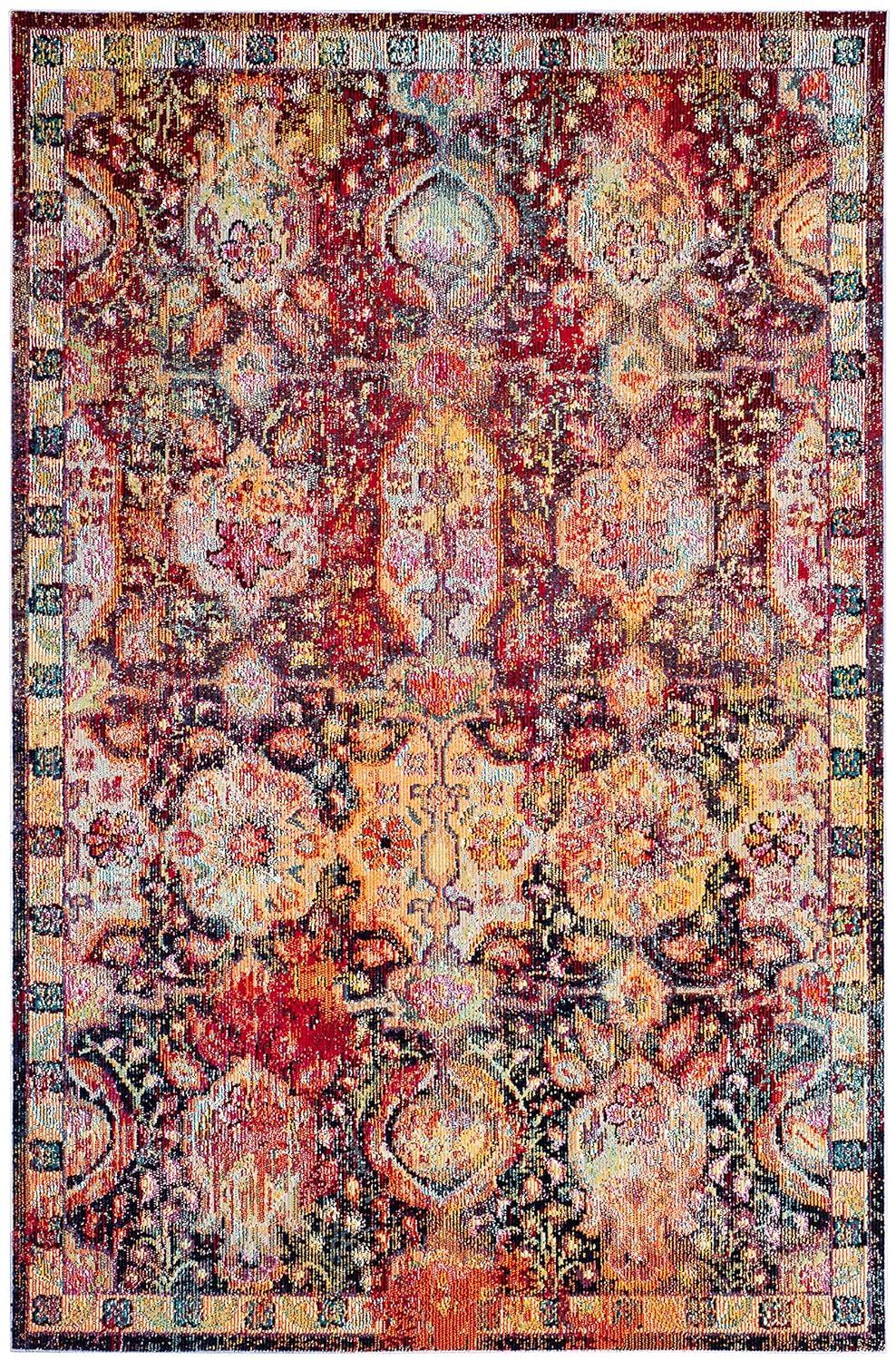 Crystal CRS505 Power Loomed Area Rug - Navy/Orange - 6'7"x9'2" - Safavieh.