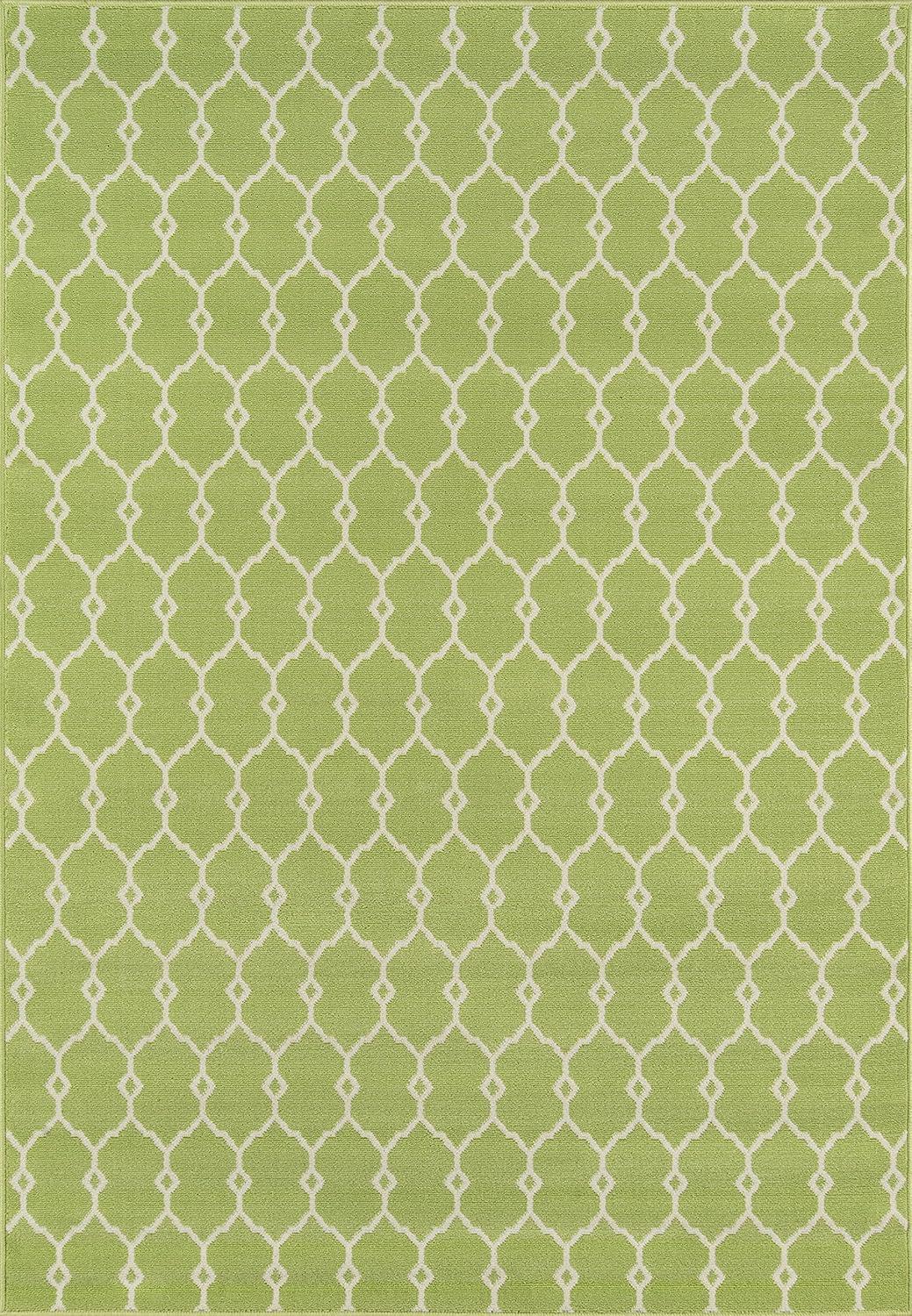 27'' Luxe Green Trellis Rectangular All-Weather Area Rug