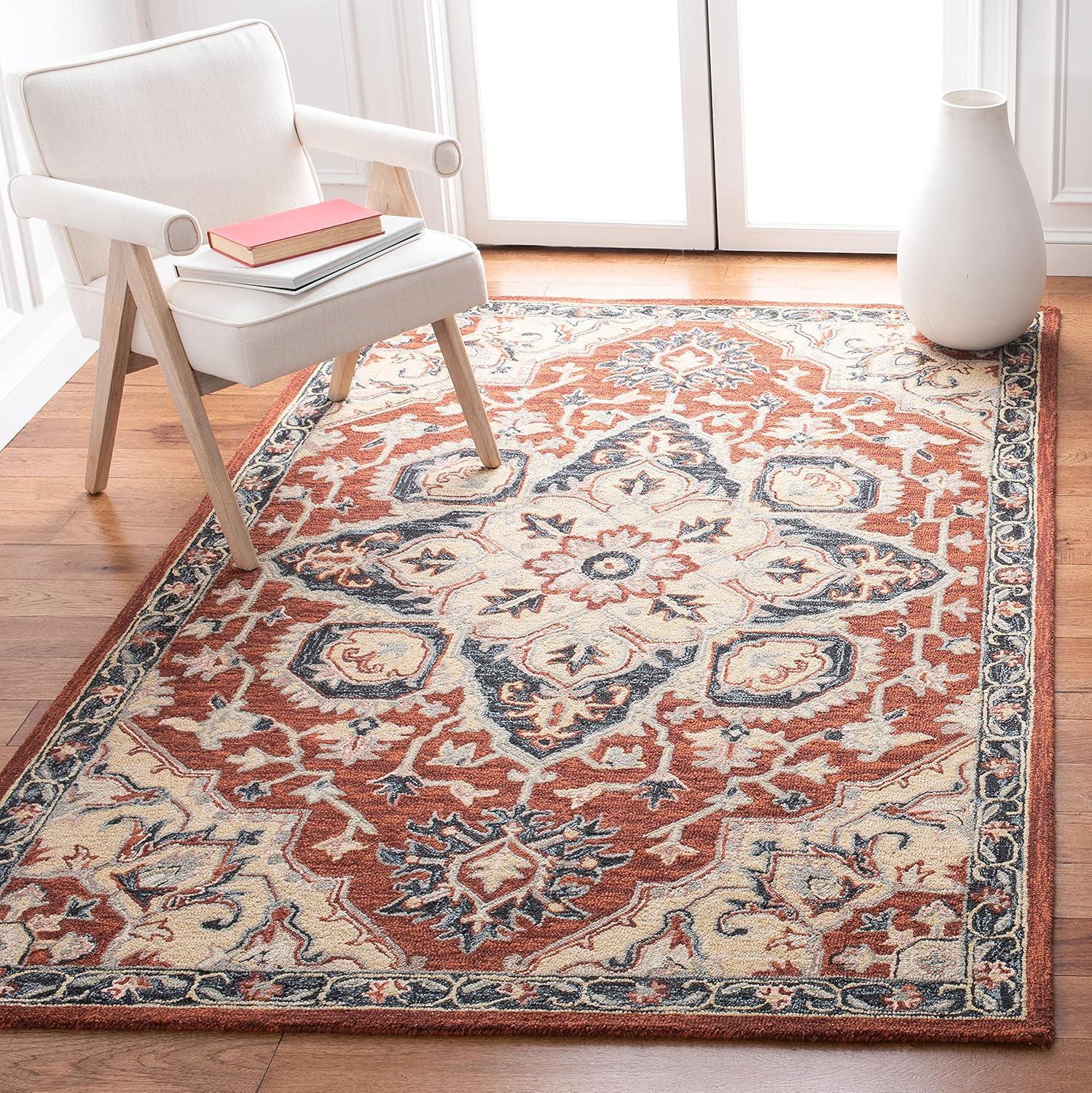 Heritage HG922 Hand Tufted Area Rug - Red/Black - 5'x8' - Safavieh.