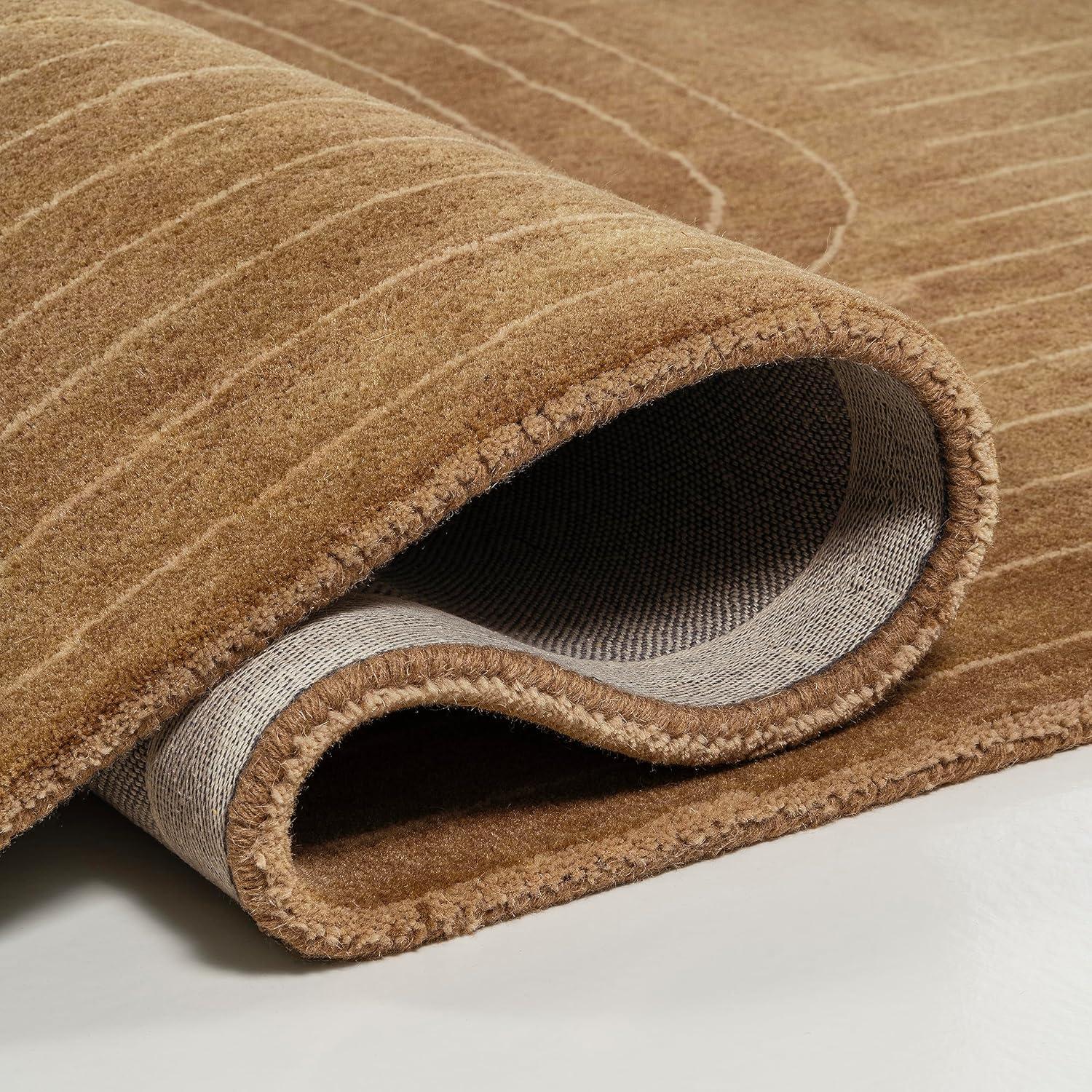 JONATHAN Y Retro Bohemian Abstract Striped Handwoven Wool Light Brown/Beige 6 ft. x 9 ft. Area Rug