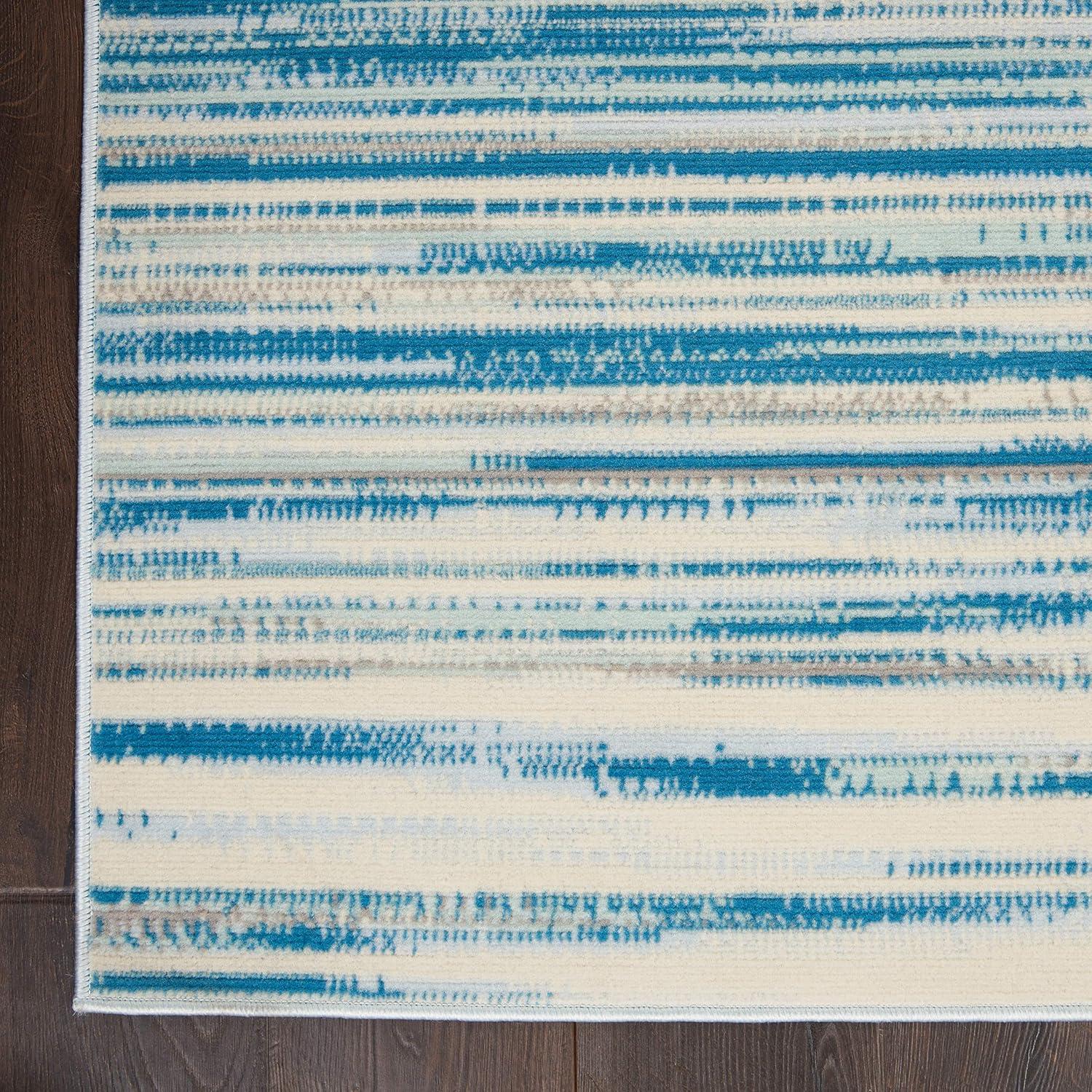 Nourison Jubilant 5'3" x 7'3" (5' x 7') Blue Area Rug Coastal Contemporary Striped by Nourison