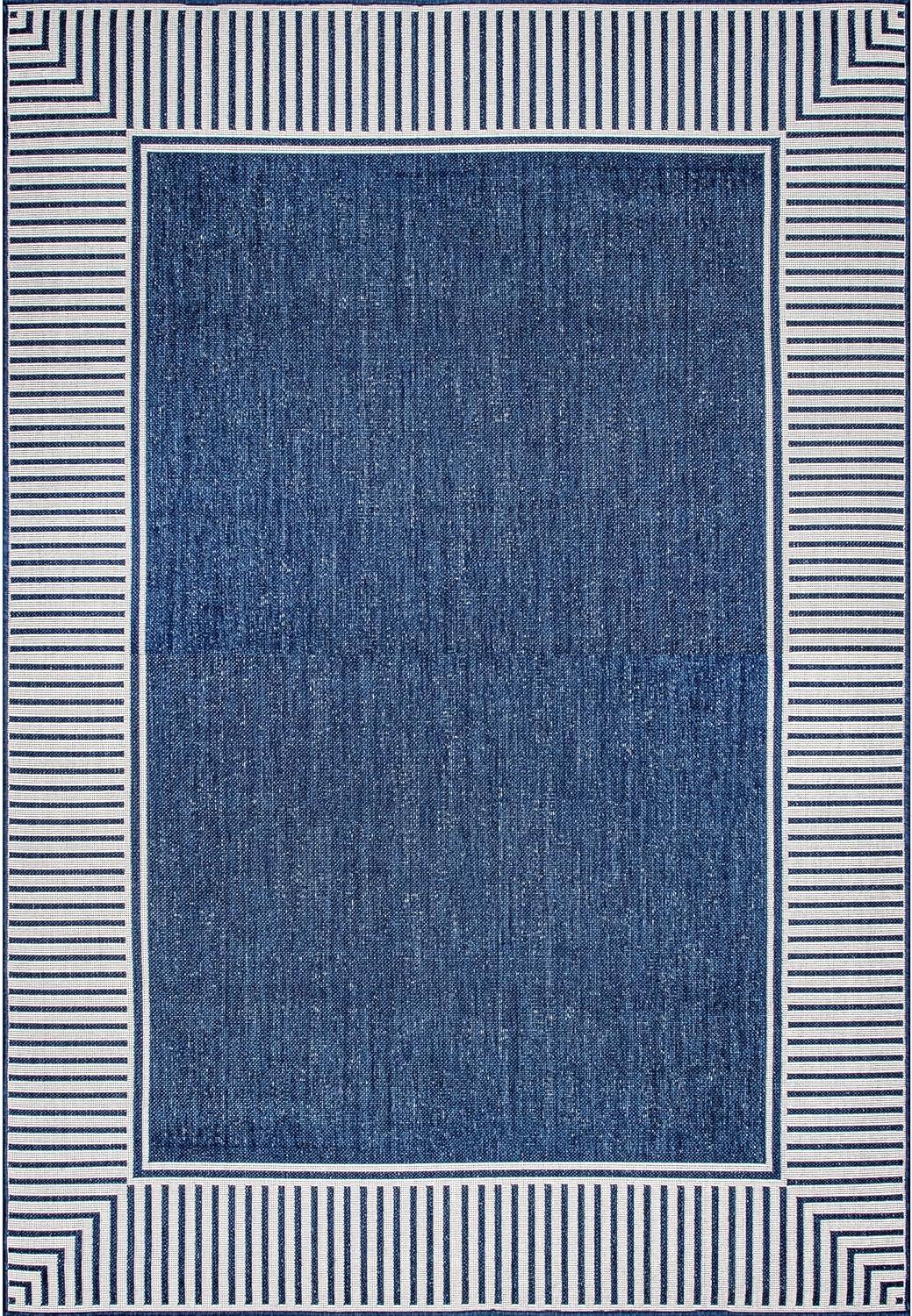 nuLOOM Asha Simple Border Indoor/Outdoor Navy 5' x 8' Casual Area Rug