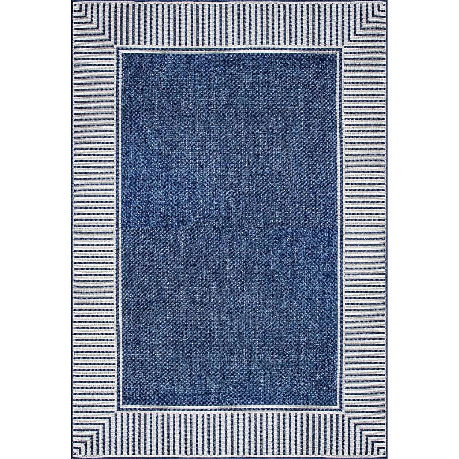 nuLOOM 4' x 6' Outdoor Area Rug, Stain Resistant, Weather Resistant, High Traffic, Patio, Balcony, Outside, Living Room, Dining Room, Asha Navy