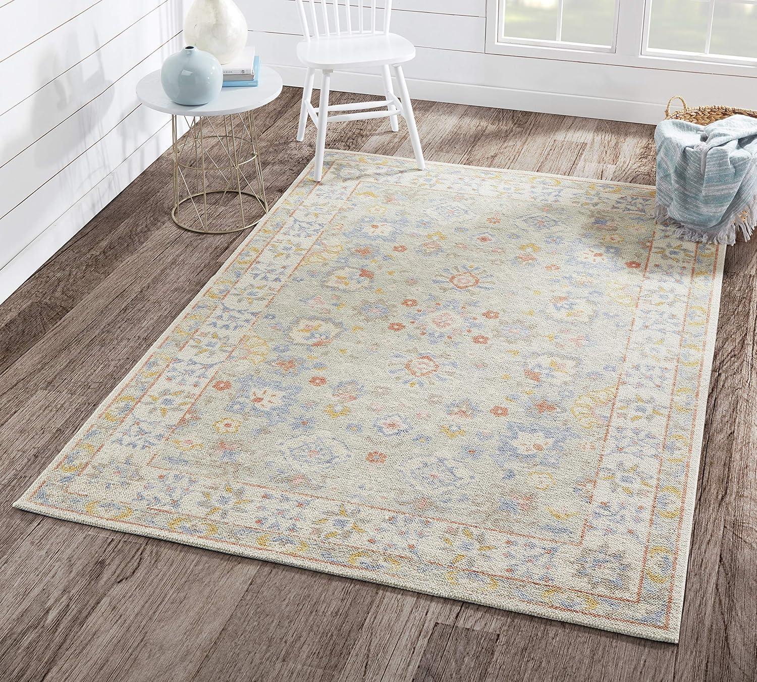 2'x3' Anatolia Riylnn Accent Rug Beige - Momeni: Wool & Nylon Area Rug, Bohemian Floral, Low Pile, Indoor Use