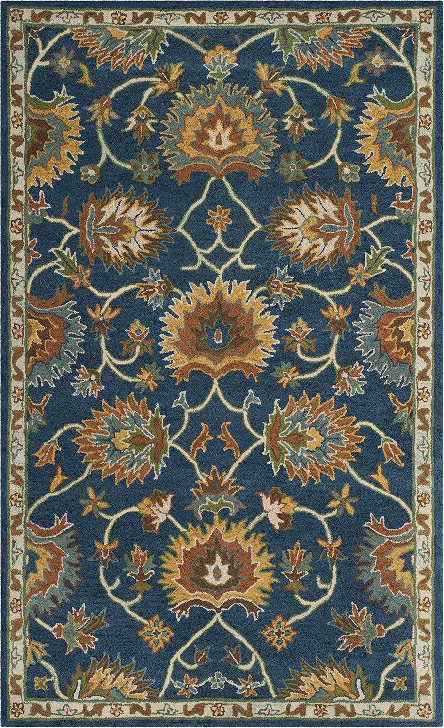 SAFAVIEH Heritage Sharla Floral Wool Area Rug, Navy, 4' x 6'