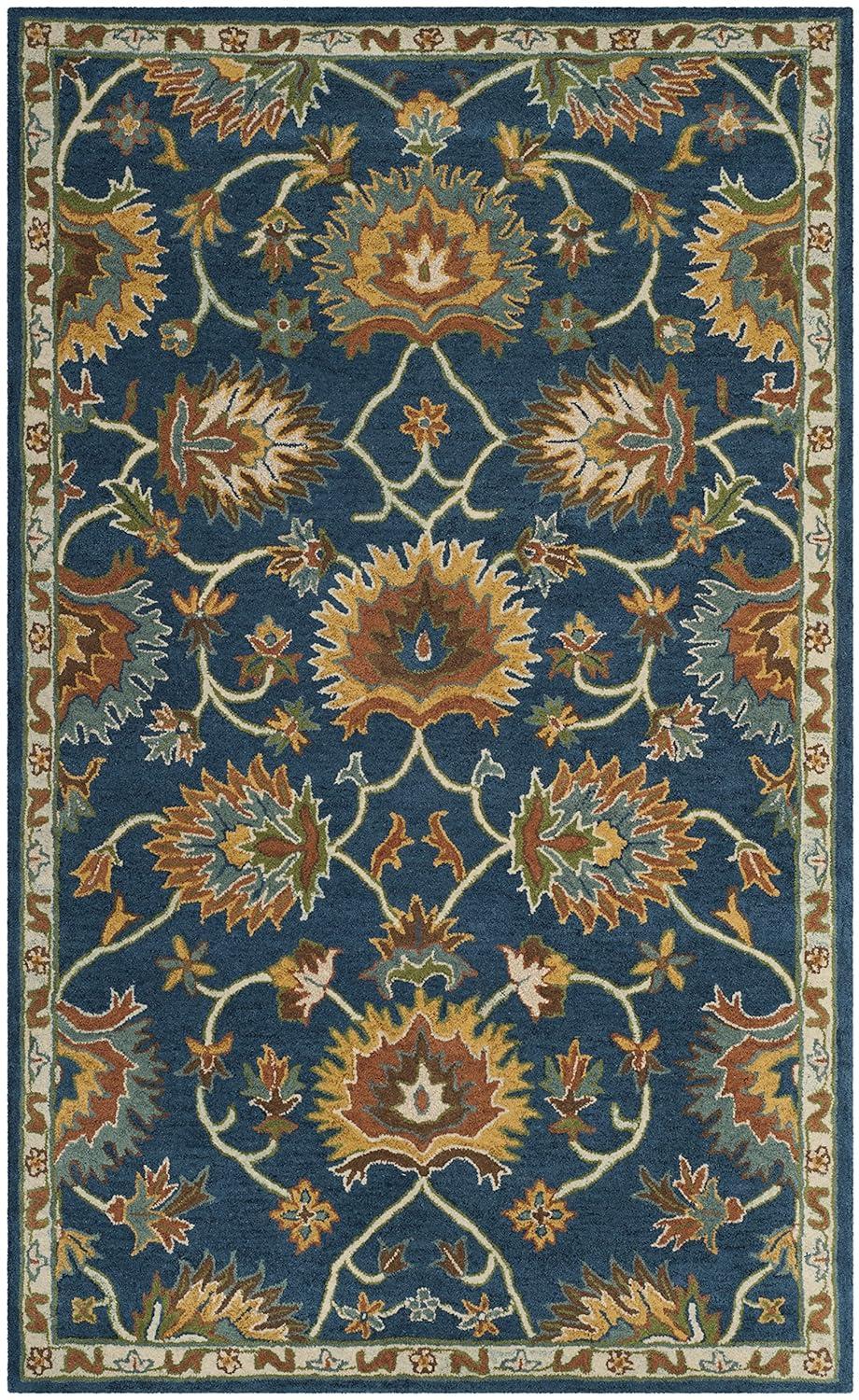 SAFAVIEH Heritage Sharla Floral Wool Area Rug, Navy, 5' x 8'