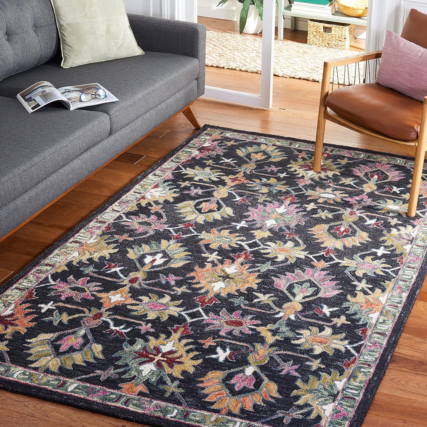 Aspen APN135 Hand Tufted Area Rug  - Black/Pink - 4'x6' - Safavieh.