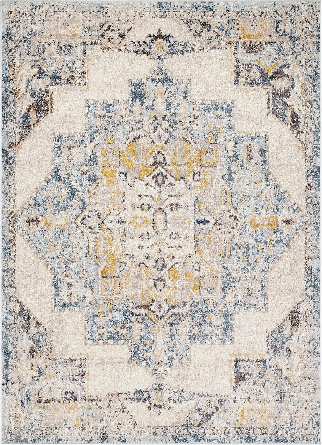 Elegant Ankara Blue 5'3" x 7'3" Reversible Synthetic Rug