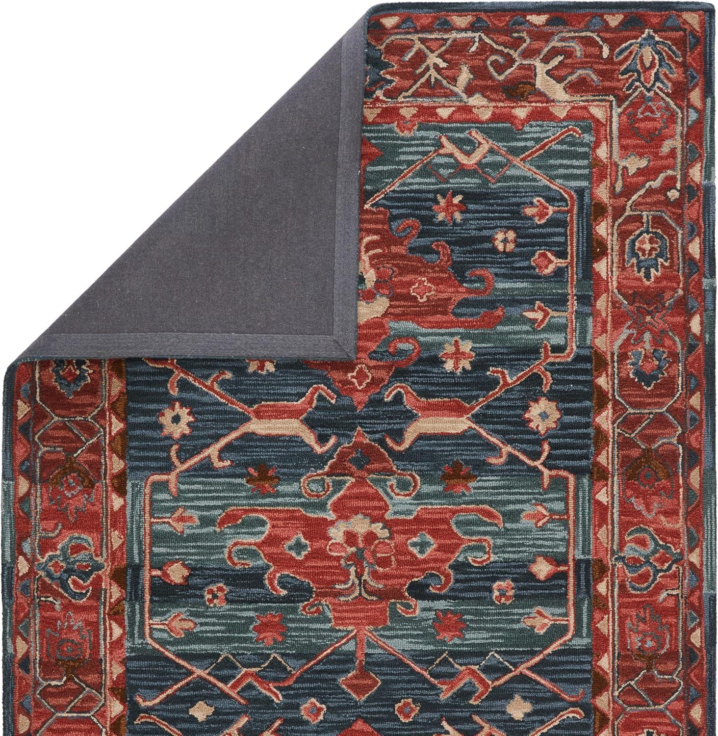 Jaipur Living Cardamom 9 x 12 (ft) Tufted Wool Red/Blue Rectangular Indoor Medallion Global Area rug