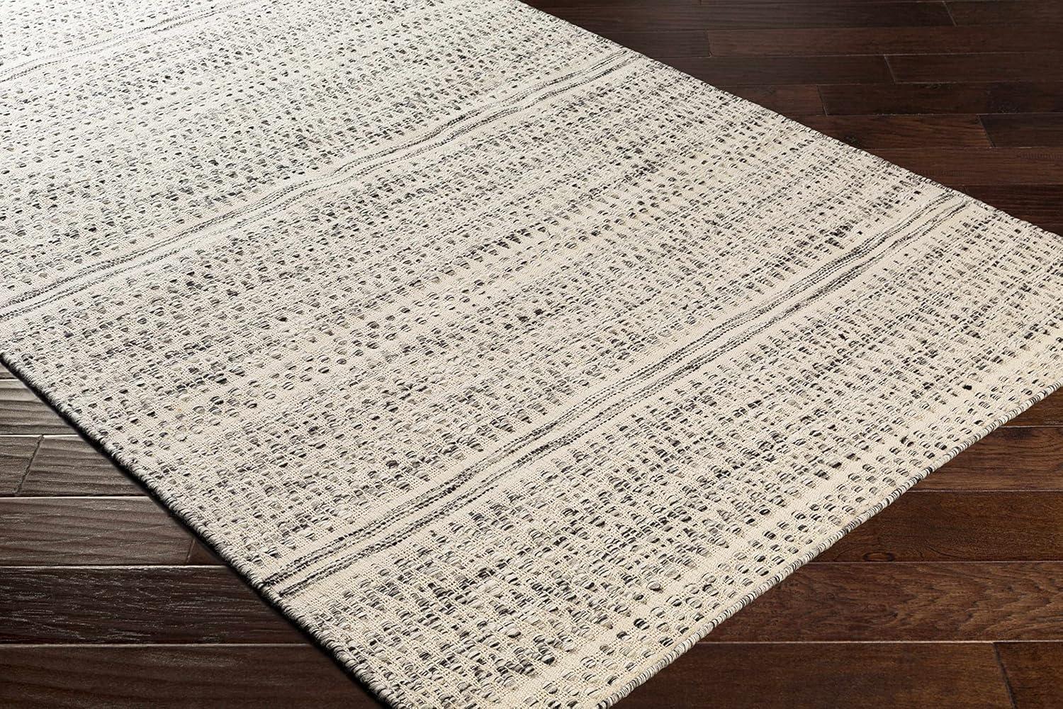 Hauteloom Arabi Boho Hand Woven Wool Natural Fiber Soft Area Rug for Living Room, Bedroom, Dining Room- Traditional Farmhouse High Pile Braided Carpet - Black, Gray, Beige - 8'10" x 12'