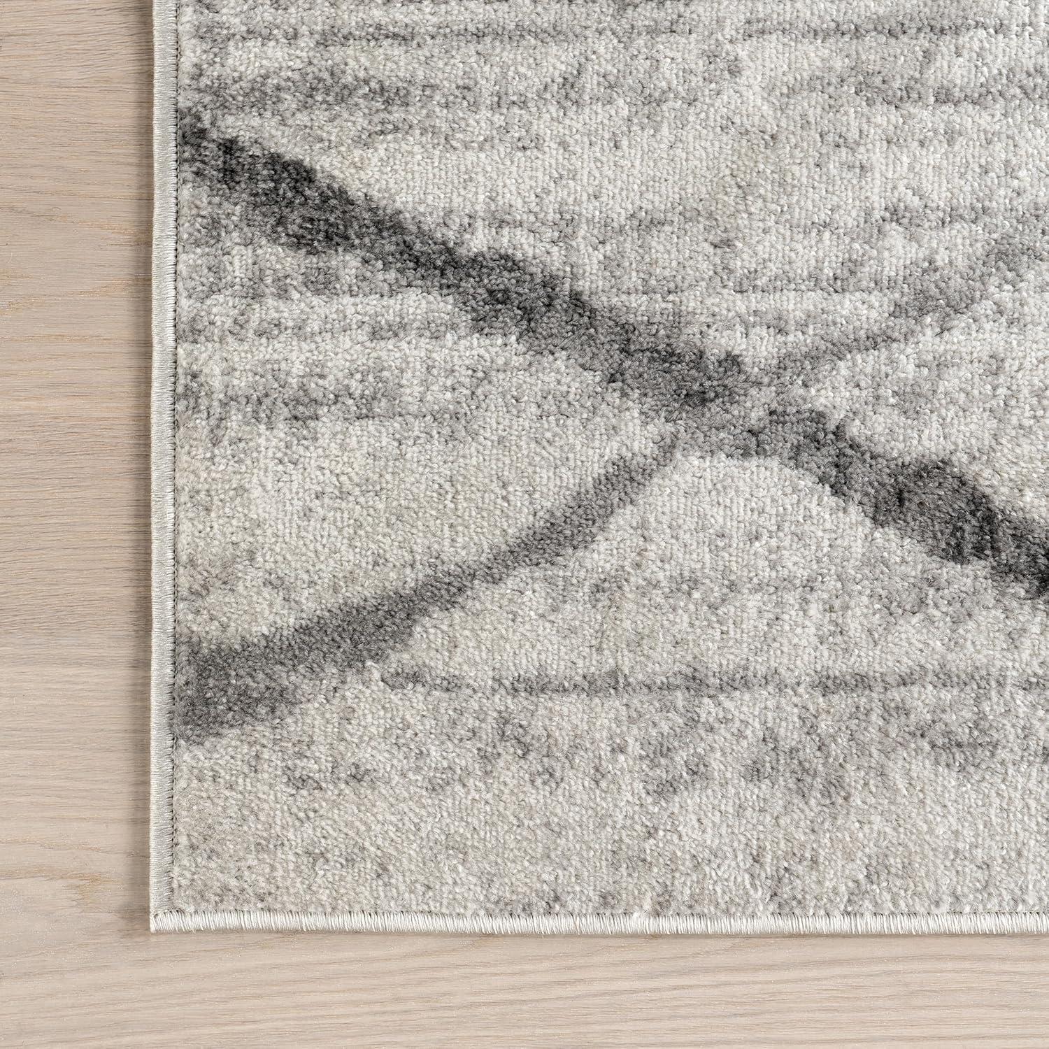 Nuloom 5 Round Thigpen Contemporary Indoor Area Rug, Grey, Abstract Lines, Non-Slip Backing, Stain Resistant, Bedroom Living Room, Kitchen