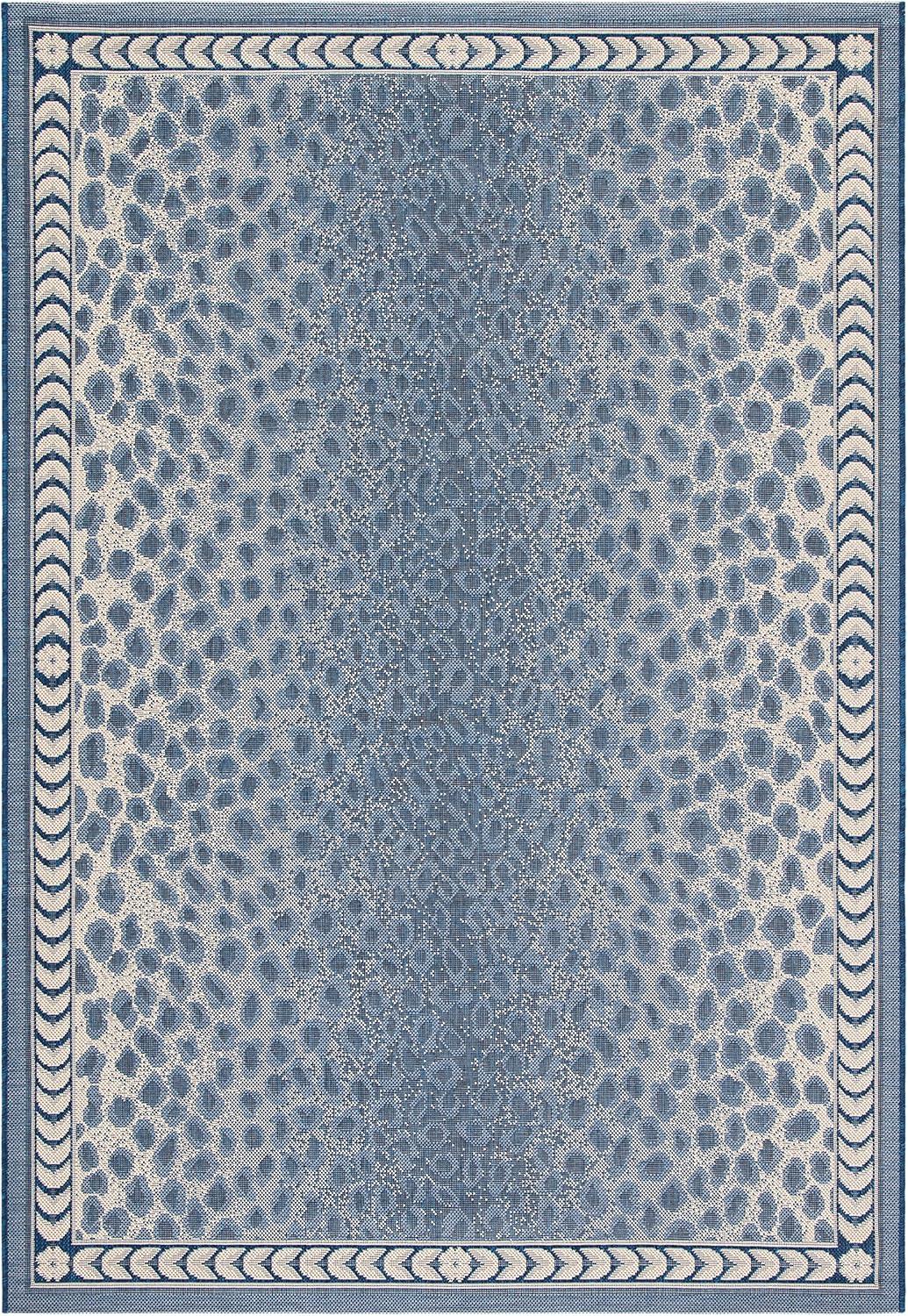 Courtyard CY6100 Power Loomed Indoor/Outdoor Area Rug - Navy/Beige - 4'x5'7" - Safavieh.