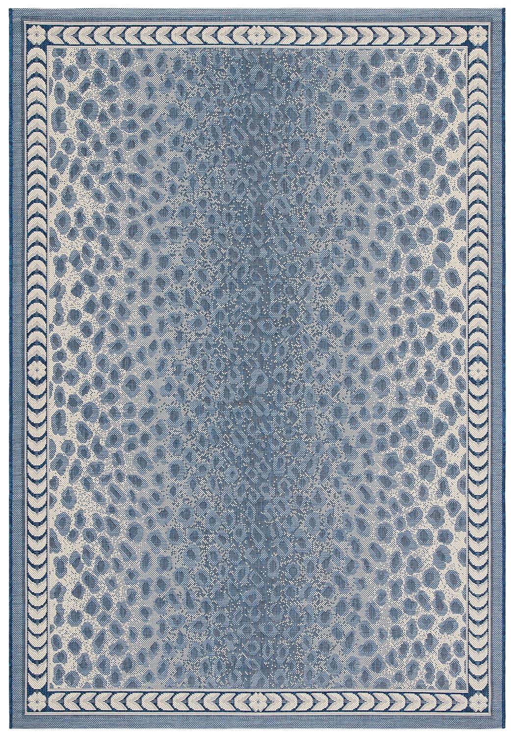 Courtyard CY6100 Power Loomed Indoor/Outdoor Area Rug - Navy/Beige - 4'x5'7" - Safavieh.