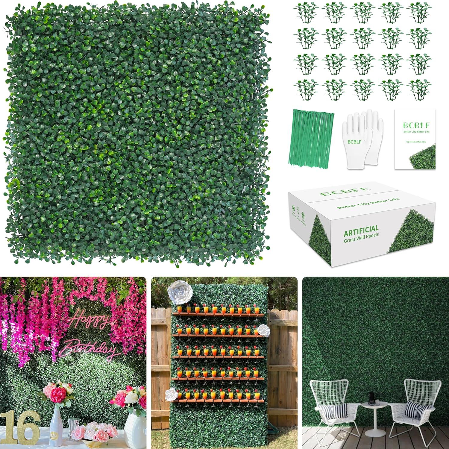 20" x 20" Green Plastic Boxwood Hedge Wall Panels