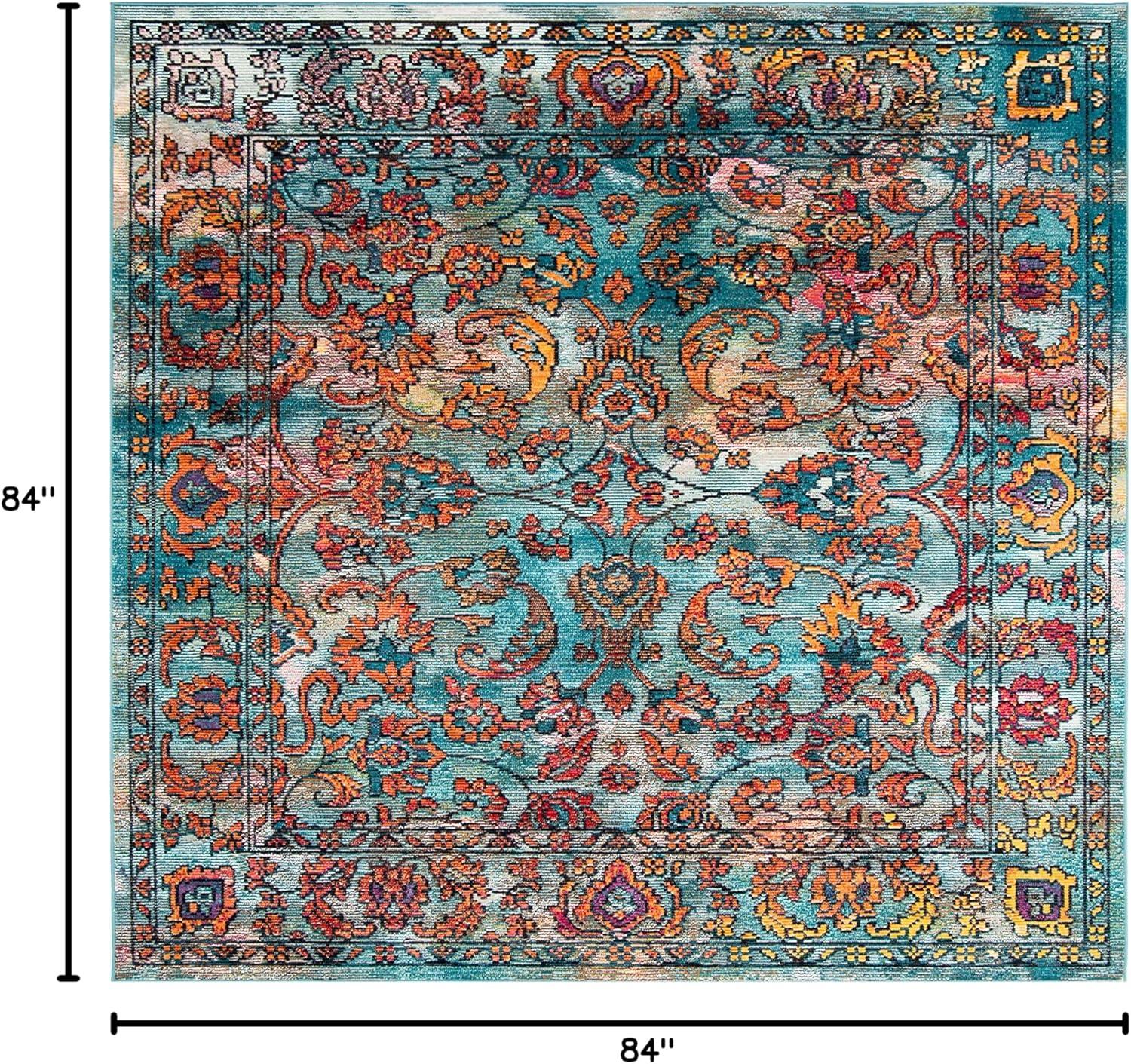 Crystal CRS515 Power Loomed Area Rug - Light Blue/Orange - 7'x7' - Safavieh.