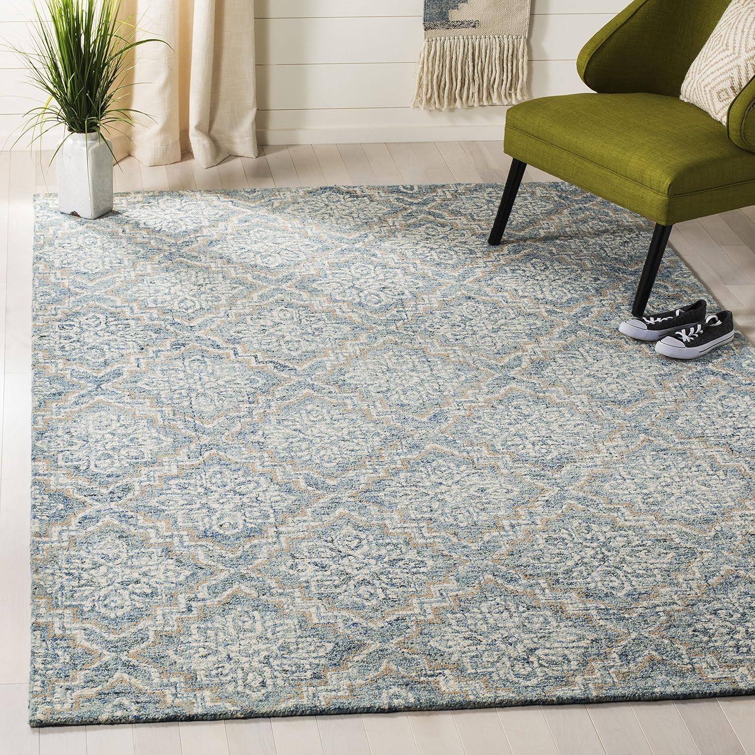 Abstract ABT201 Handmade Indoor Accent Rug - Blue/Grey - 3'x5' - Safavieh