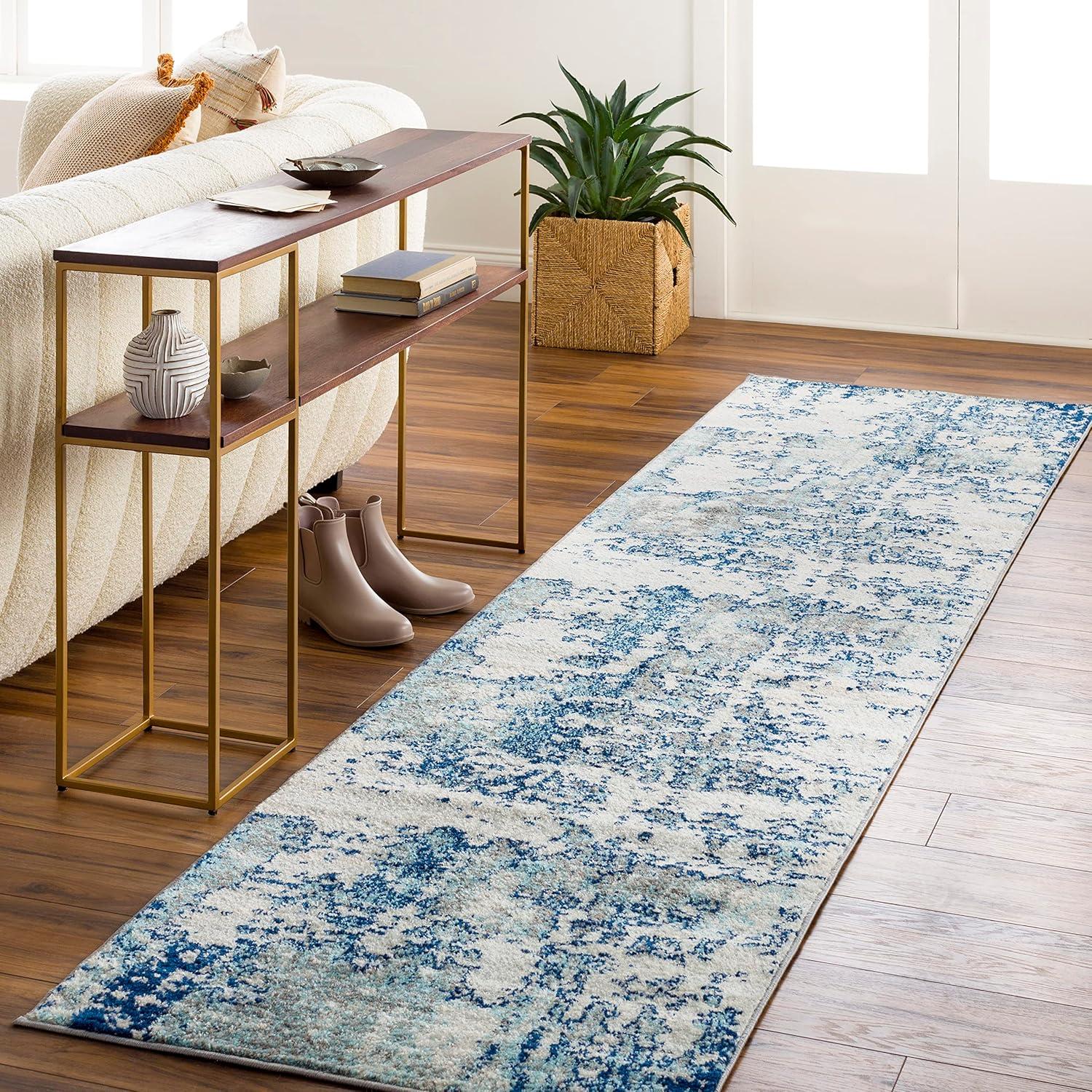 Livabliss Sunderland Modern Abstract Runner Area Rug,2'7" x 10'3",Blue