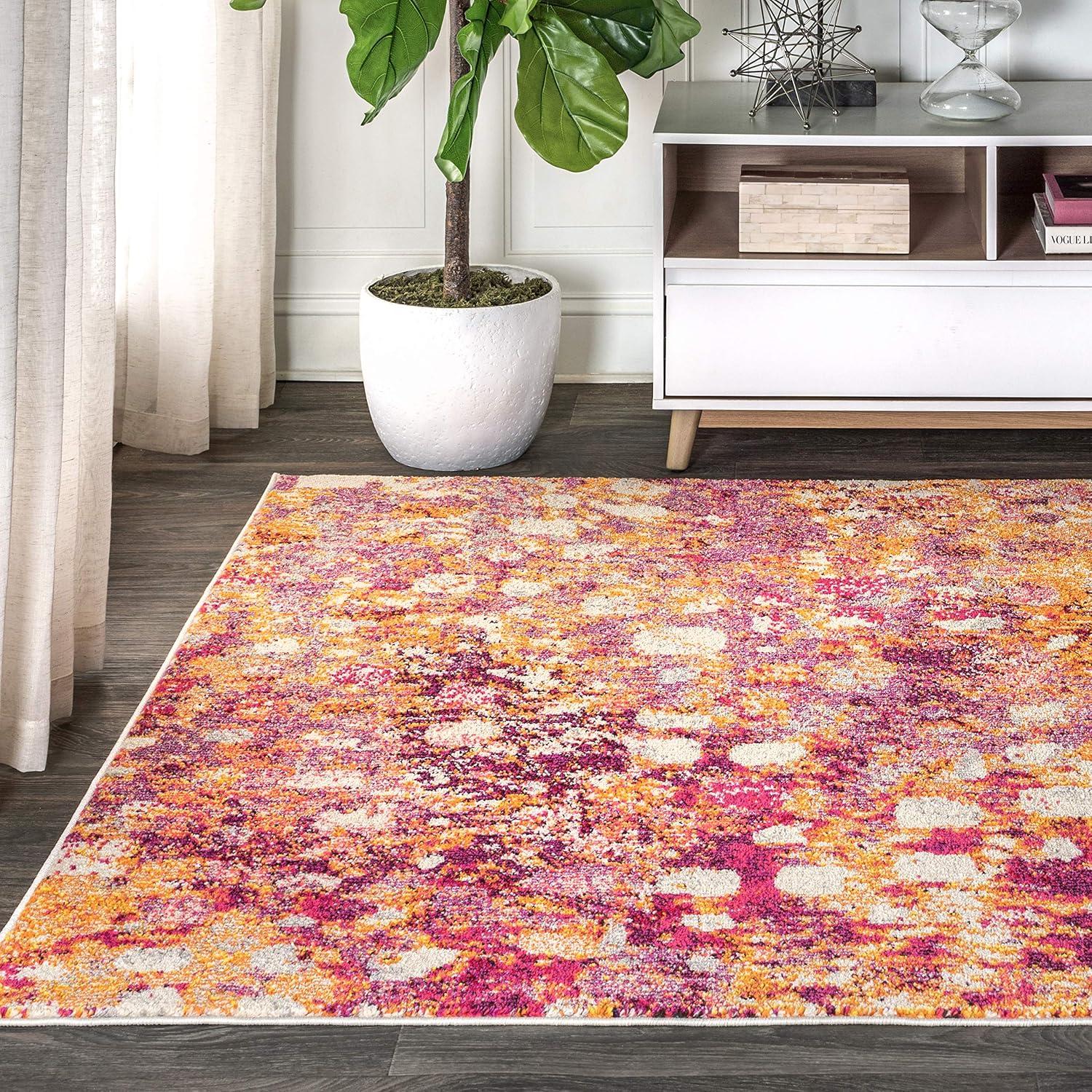 8'x10' Contemporary POP Modern Abstract Area Rug, Pink/Orange - JONATHAN Y
