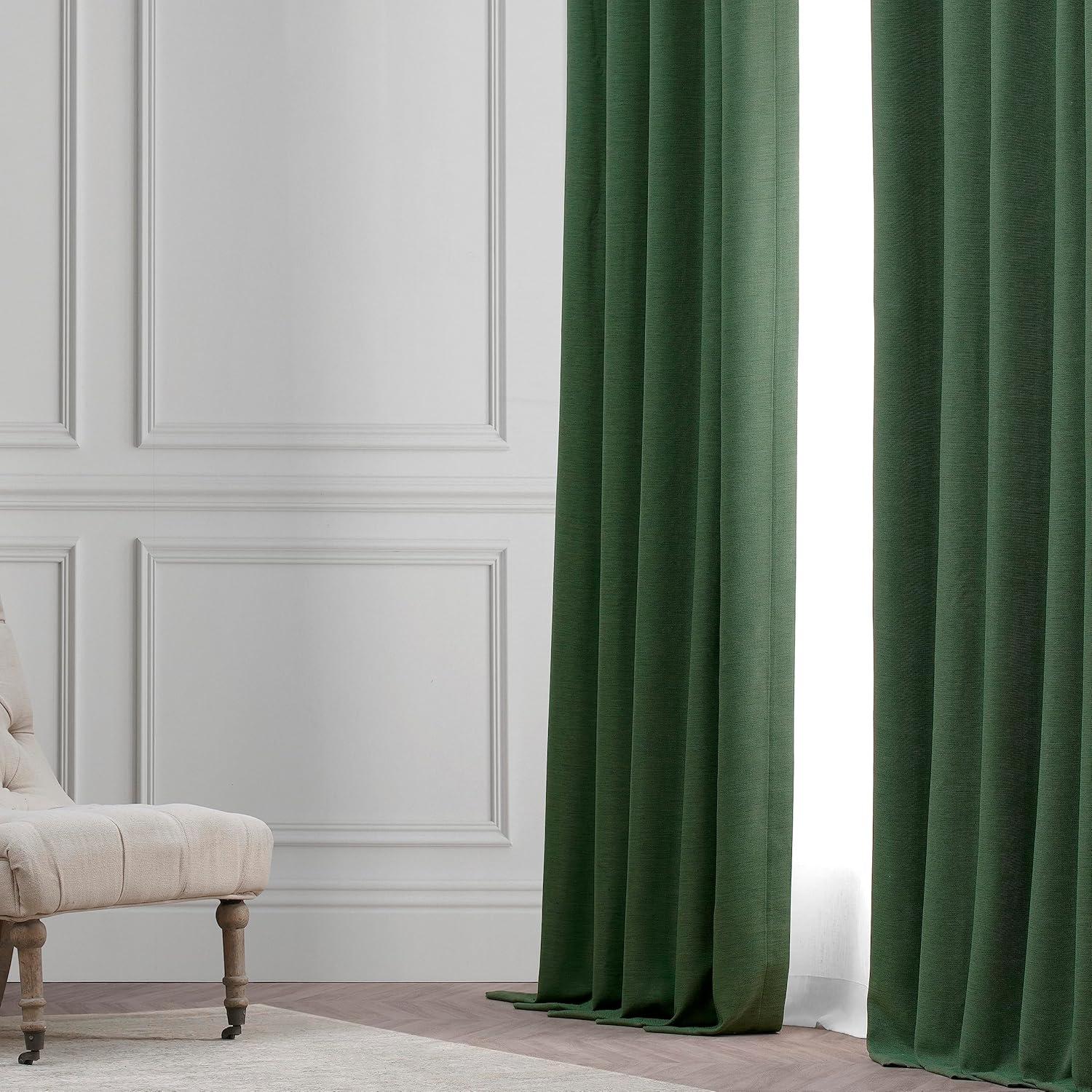 Pine Forest Green Blackout Polyester Drape Panel Curtains