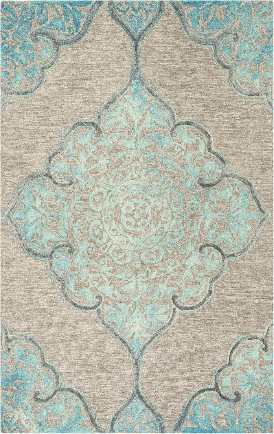 Dip Dye DDY510 Hand Tufted Indoor Area Rug - Grey/Turquoise - 6'x9' - Safavieh