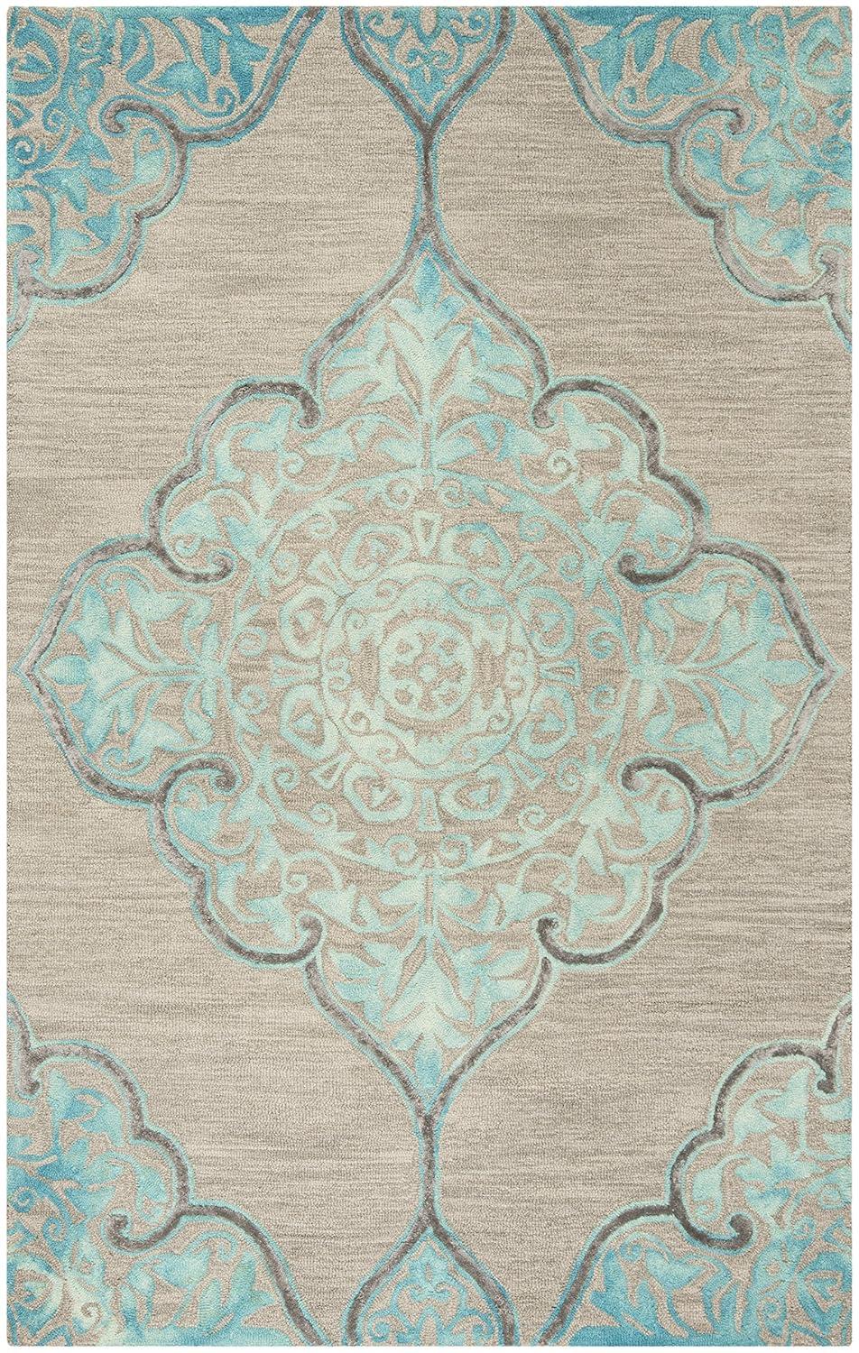 Dip Dye DDY510 Hand Tufted Indoor Area Rug - Grey/Turquoise - 6'x9' - Safavieh