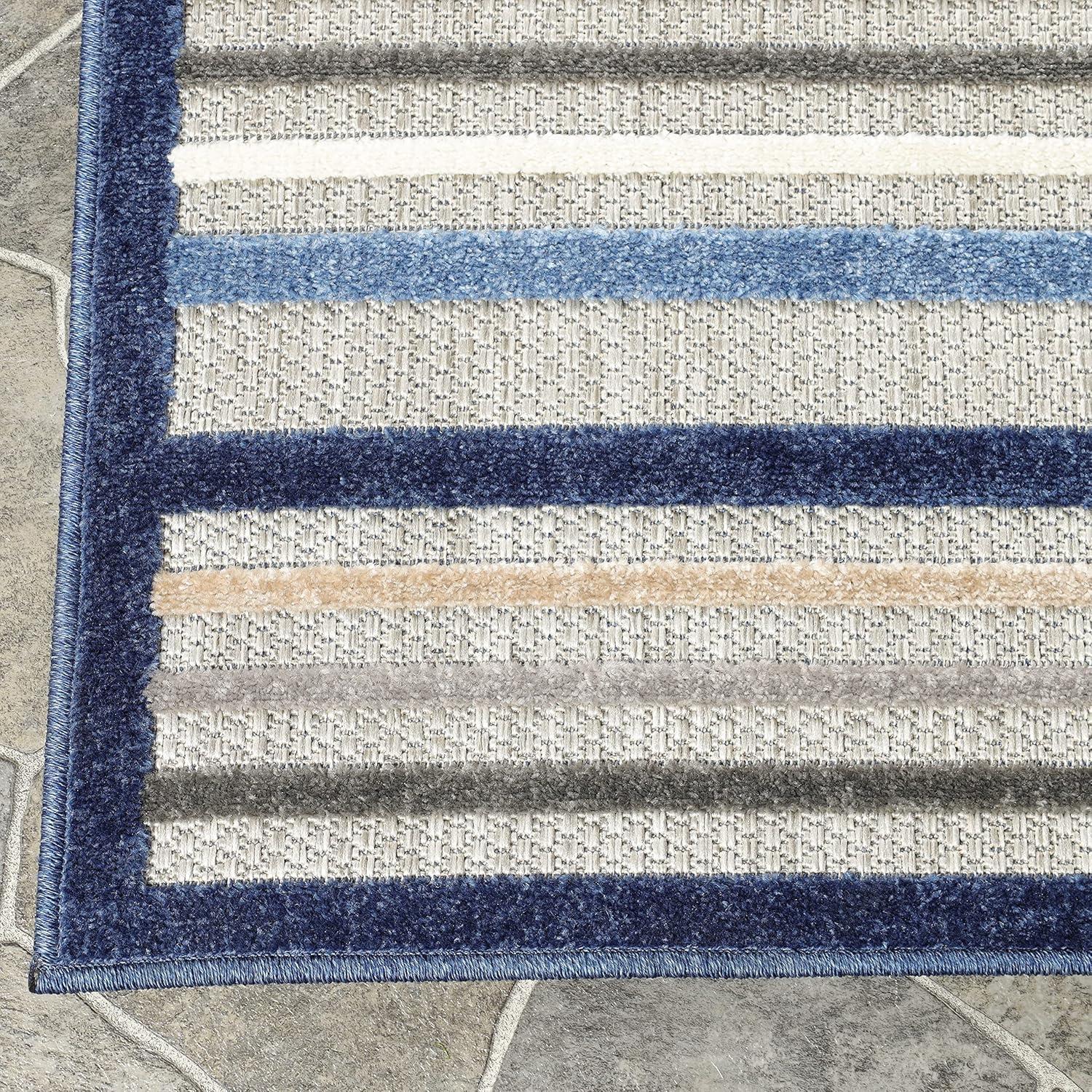 Superior Casual Geometric Stripe Indoor/Outdoor Area Rug, 5' 2" x 7' 2", Slate