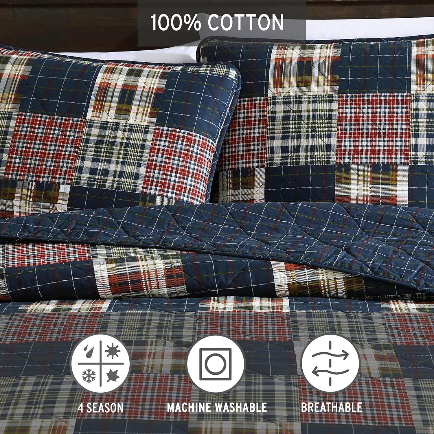 Eddie Bauer Eddie Bauer Madrona Blue Cotton Reversible Quilt Set