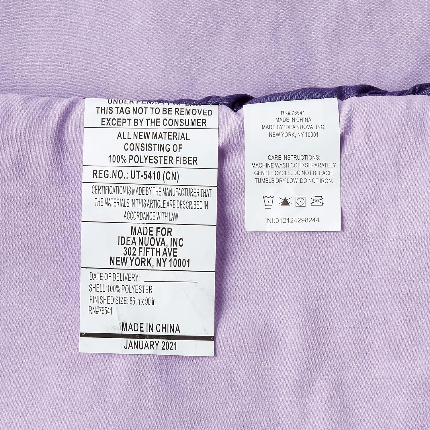 3pc Queen Venice Velvet Oversized Solid Duet Set Purple - Tribeca Living: Luxurious Polyester, Reversible, OEKO-TEX Certified