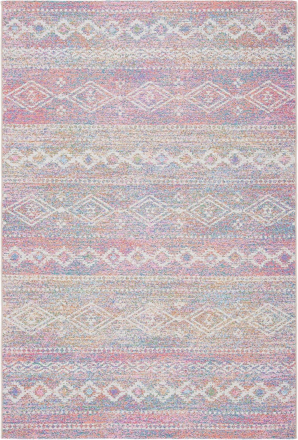Summer SMR498 Power Loomed Indoor and Outdoor Area Rug - Ivory/Pink - 6'6"x9'4" - Safavieh.