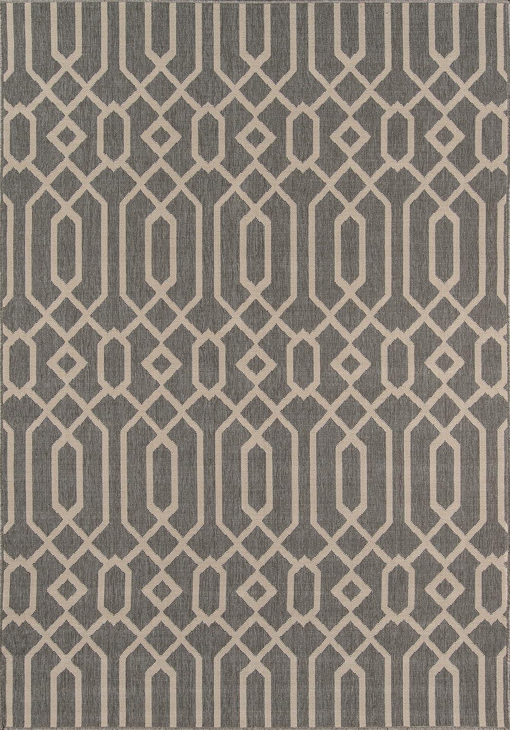 Elegant Gray Trellis Synthetic Rectangular Rug 6'7" x 9'6"