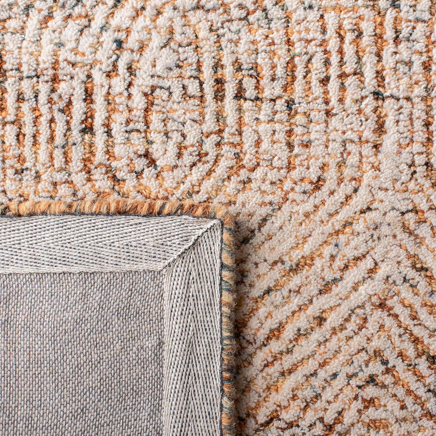 Abstract ABT340 Handmade Indoor Runner - Ivory/Rust - 2'-3"x22' - Safavieh