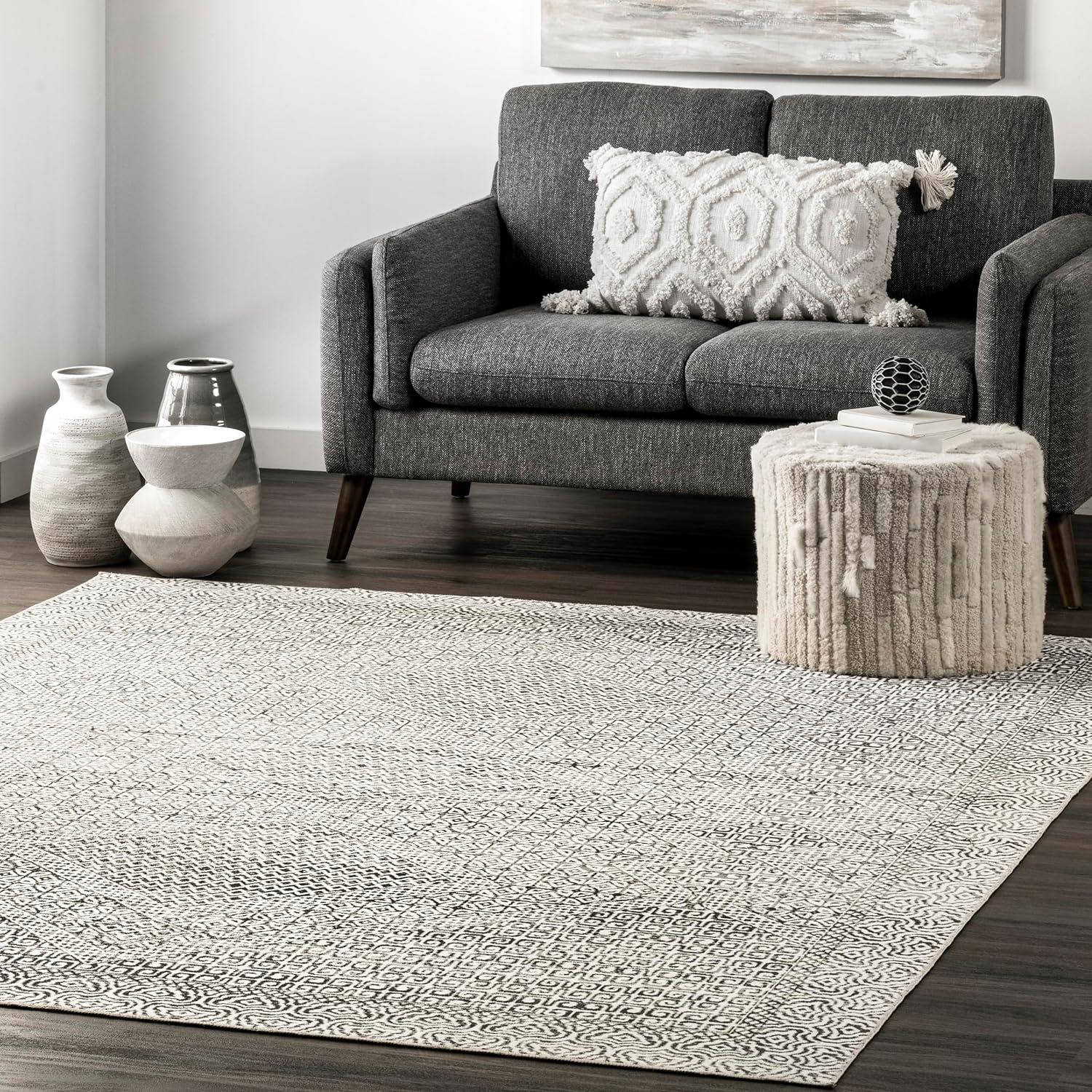 Nuloom Hart Medallion 5x8 Machine Washable Indoor Area Rug for Living Room Bedroom Dining Room Kitchen, Grey/Ivory