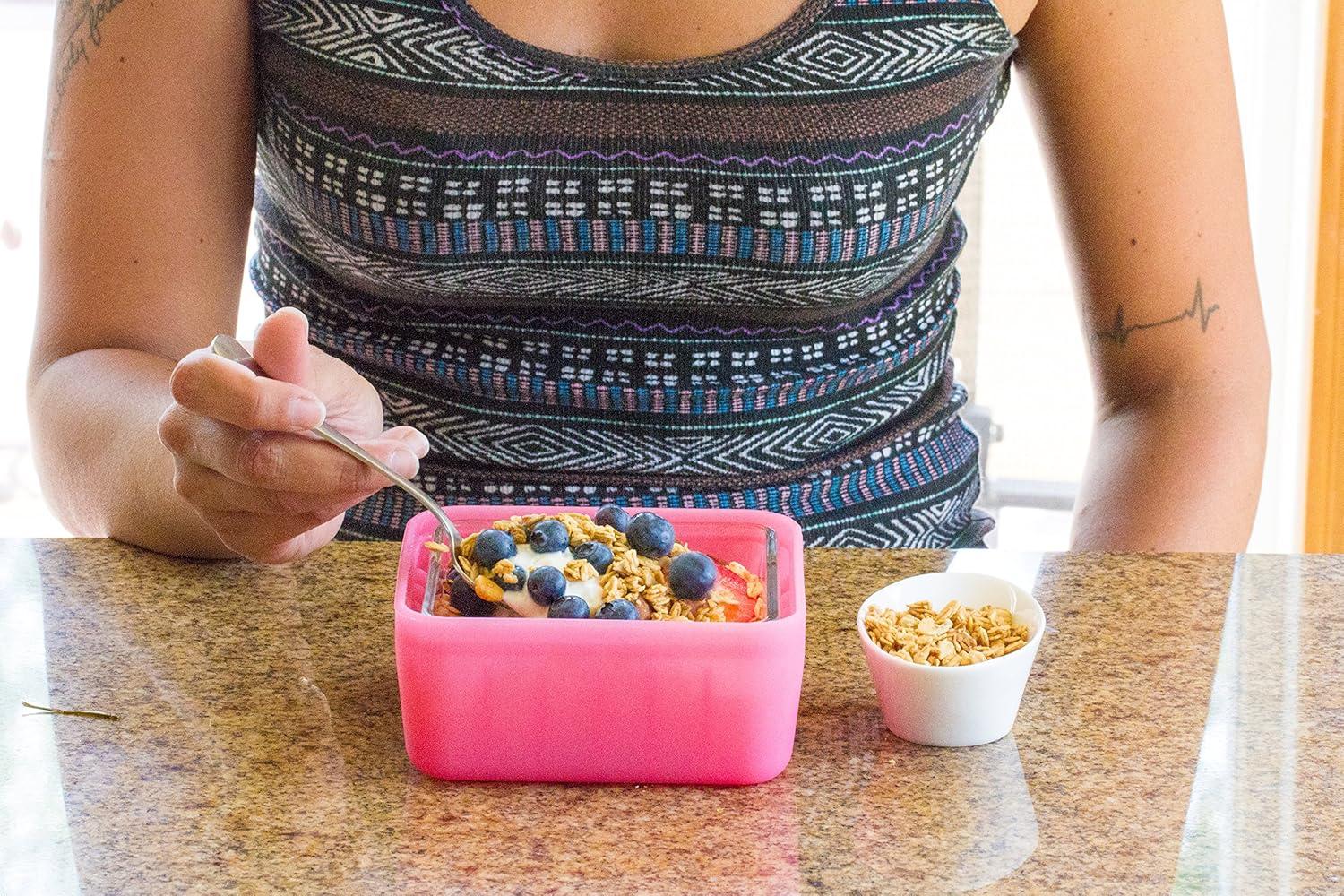 Honeysuckle Glass Food Storage Bowl with Silicone Sleeve