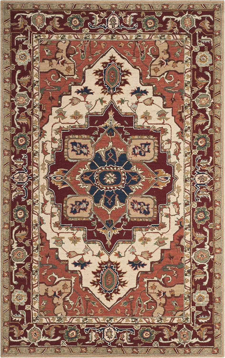 Chelsea HK709 Hand Hooked Area Rug - Red/Ivory - 5'3"x8'3" - Safavieh.