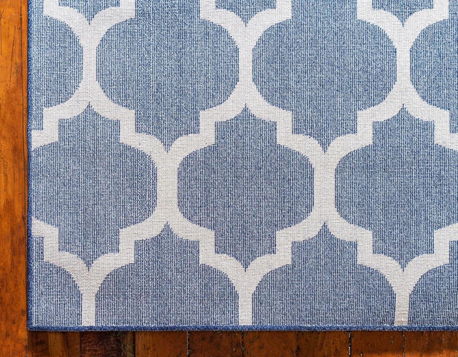 Unique Loom 4' 1 x 6' 1 Trellis Philadelphia Dark Blue Area Rug
