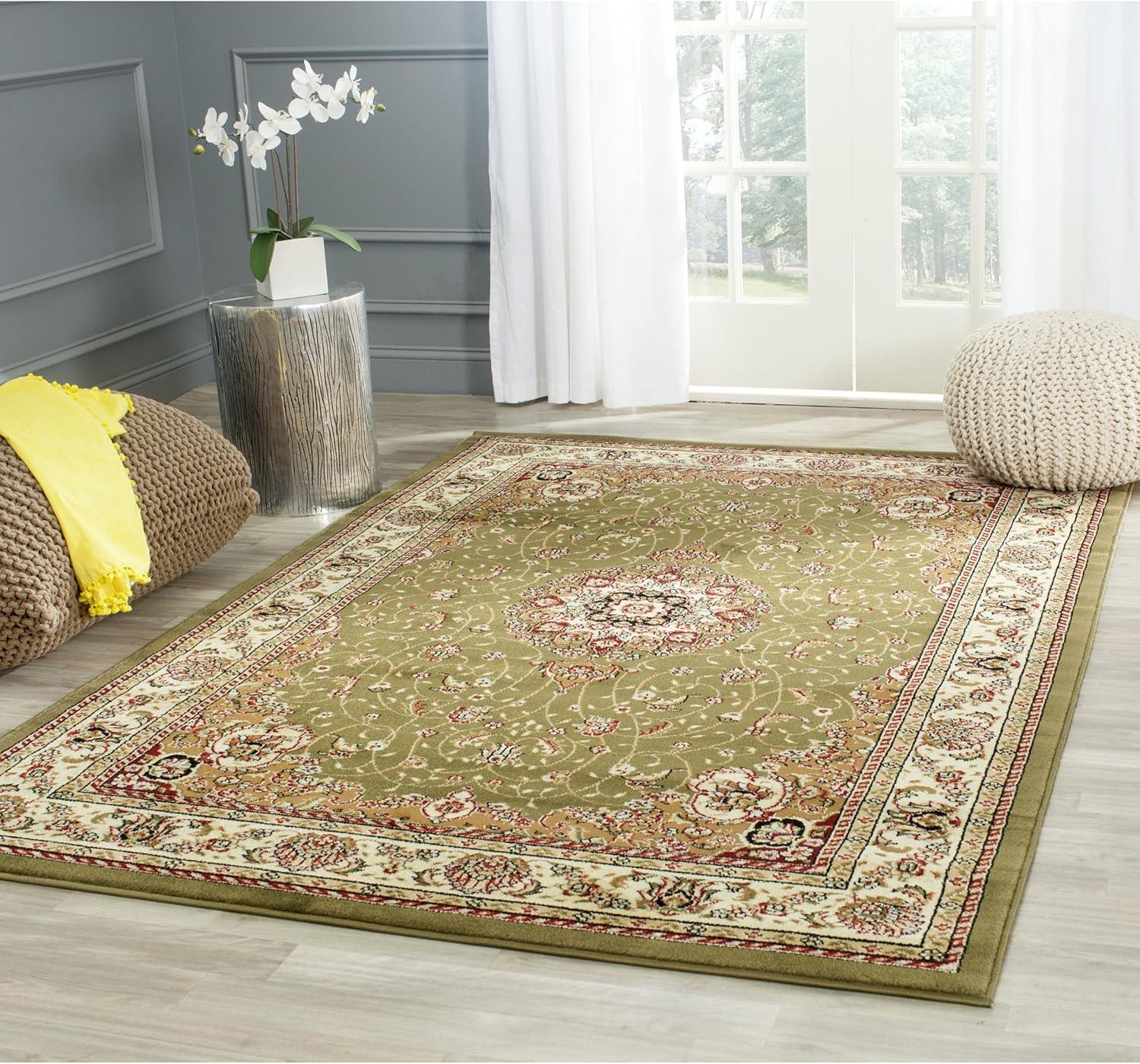 SAFAVIEH Lyndhurst Gabriella Traditional Bordered Area Rug, Sage/Ivory, 10' x 10' Square