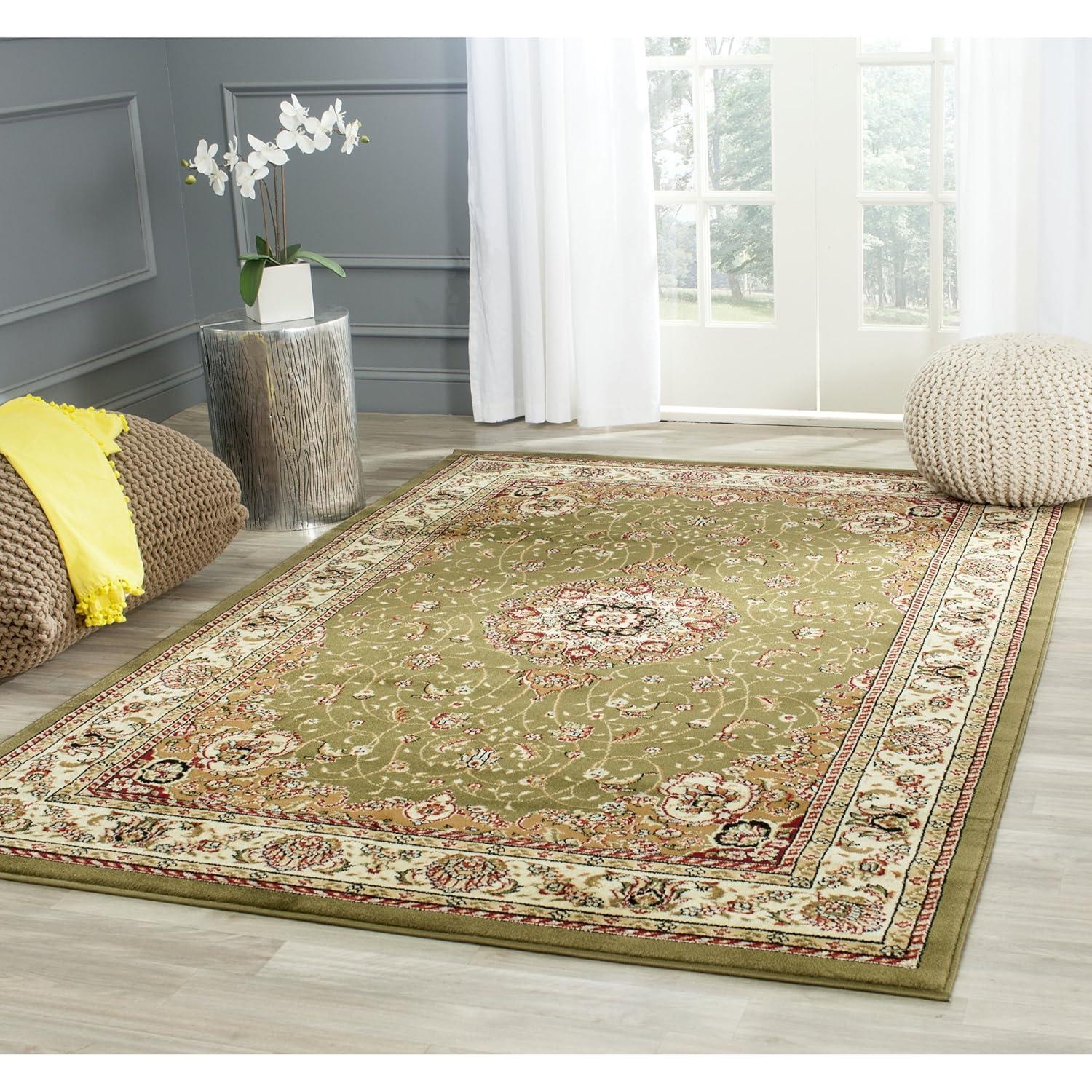 SAFAVIEH Lyndhurst Gabriella Traditional Bordered Area Rug, Sage/Ivory, 10' x 10' Square