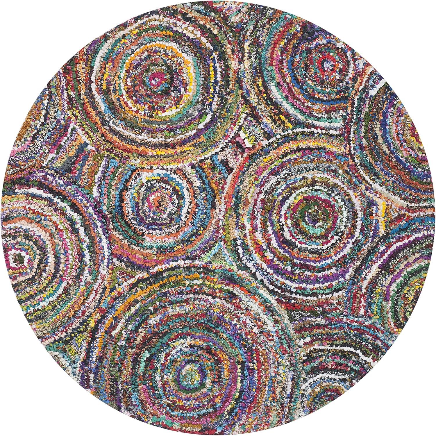 Nantucket NAN514 Hand Tufted Indoor Area Rug - Multi - 4' Round - Safavieh.