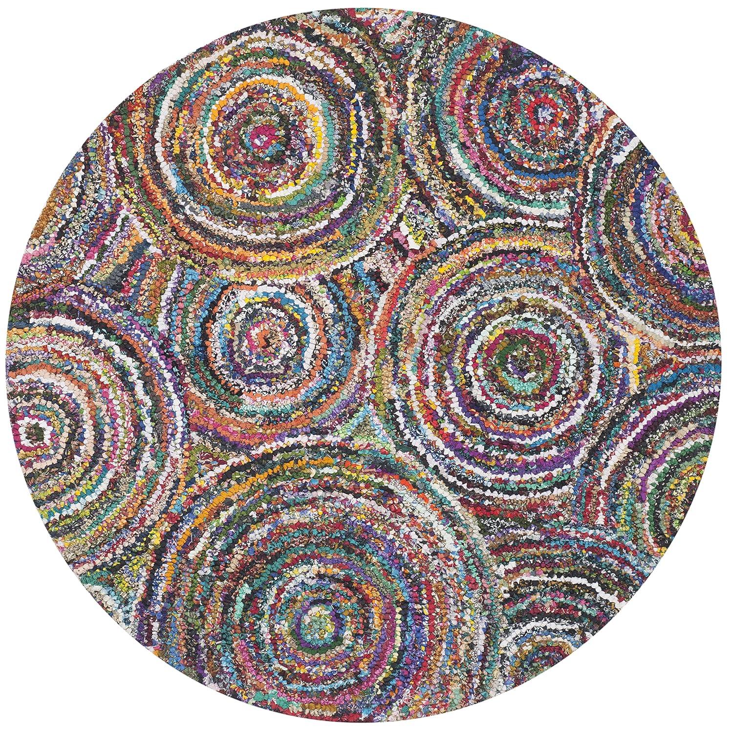 Nantucket NAN514 Hand Tufted Indoor Area Rug - Multi - 4' Round - Safavieh.