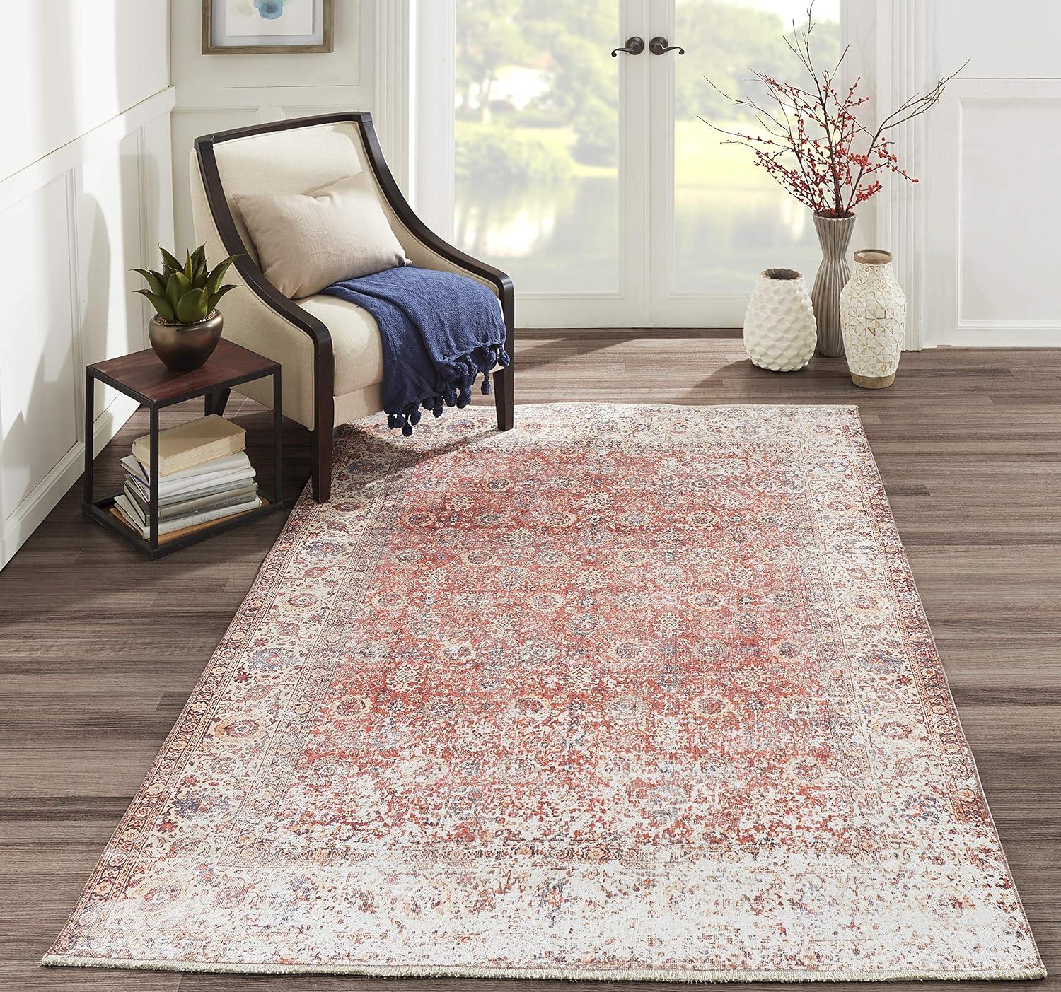 Momeni Traditional Rectangle Area Rug, Red, 5'6" X 8'6"