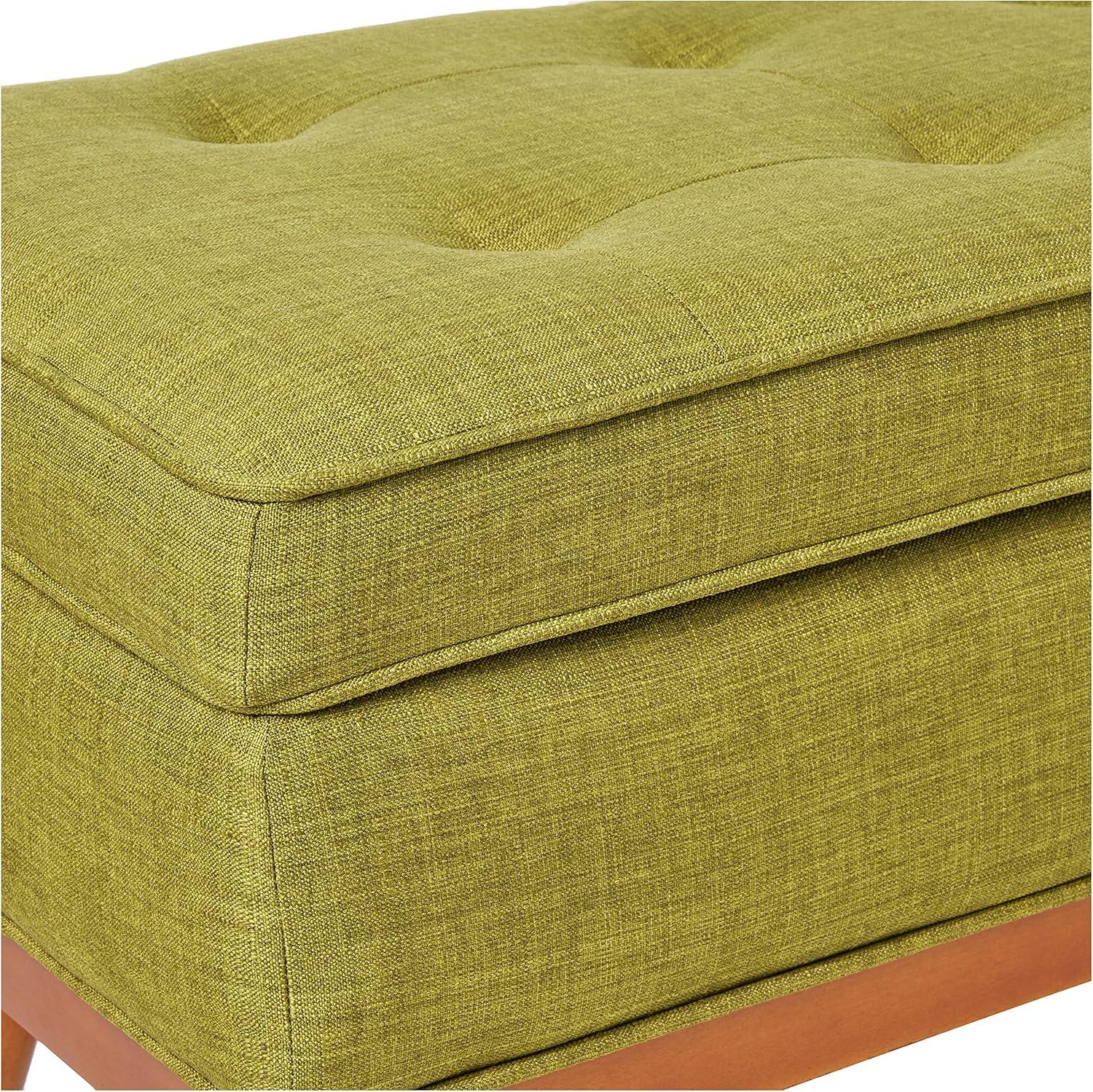 Katheryn Storage Bench Green - OSP Home Furnishings: Mid-Century Modern Ottoman, Plywood Frame, Polyester Upholstery