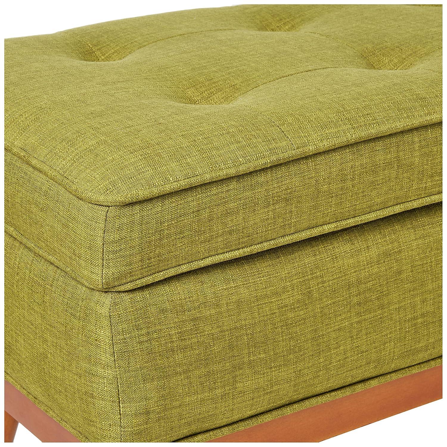 Katheryn Storage Bench Green - OSP Home Furnishings: Mid-Century Modern Ottoman, Plywood Frame, Polyester Upholstery